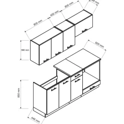 Cucina lineare 180cm completa componibile moderna con vano forno rovere sonoma Dalia