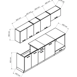 Cucina lineare 240cm completa componibile moderna con vano forno rovere sonoma Dalia