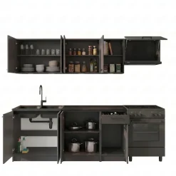 Cucina lineare 240cm completa componibile moderna antracite Dalia