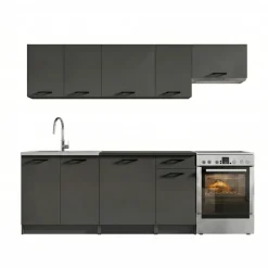 Cucina lineare 240cm completa componibile moderna antracite Dalia