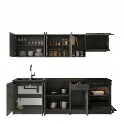 Cucina lineare 240cm completa componibile moderna con vano forno antracite Dalia