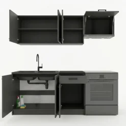 Cucina lineare 180cm completa componibile moderna antracite Dalia