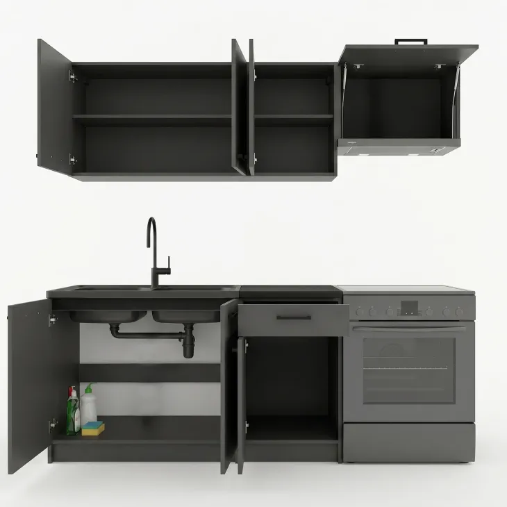Cucina lineare 180cm completa componibile moderna antracite Dalia