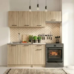 Cucina lineare 180cm completa componibile moderna rovere sonoma Dalia