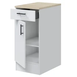 Cucina lineare 220 cm componibile bianco lucido rovere Kimera 4