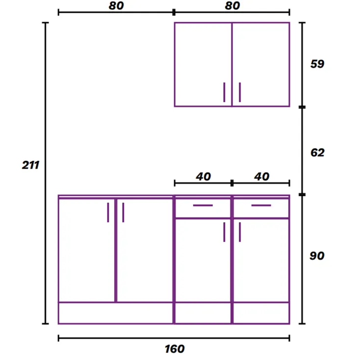 Cucina lineare 160 cm componibile bianco lucido rovere Kimera 6