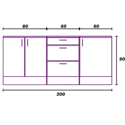 Cucina lineare 200 cm componibile bianco lucido rovere Kimera 7
