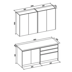 Cucina moderna lineare 180cm quercia antracite Amber