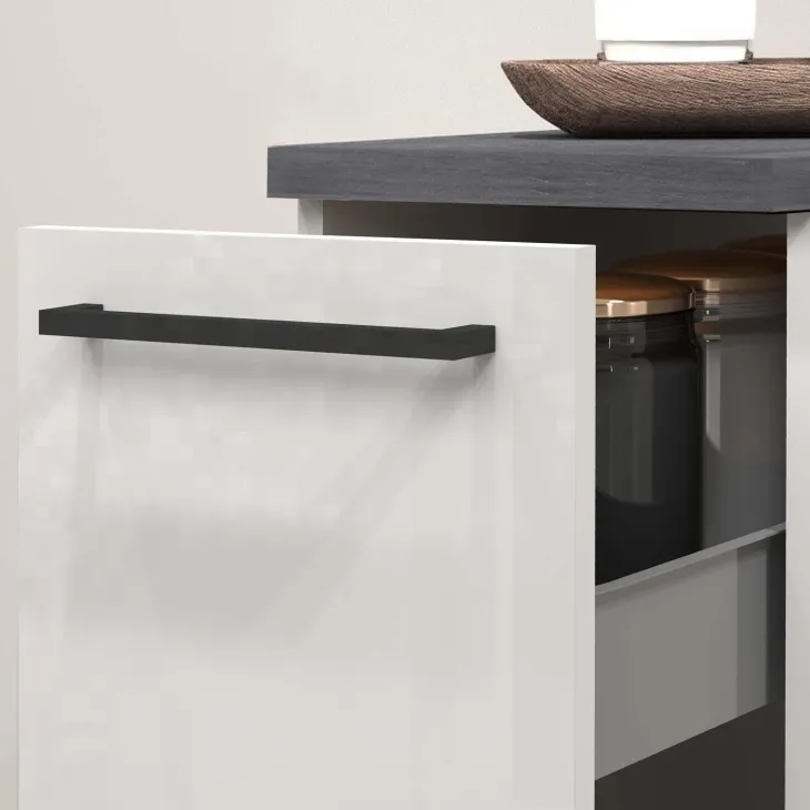 Dispensa cucina bassa 30x85h cm scorrevole bianco grigio pietra Gourmet