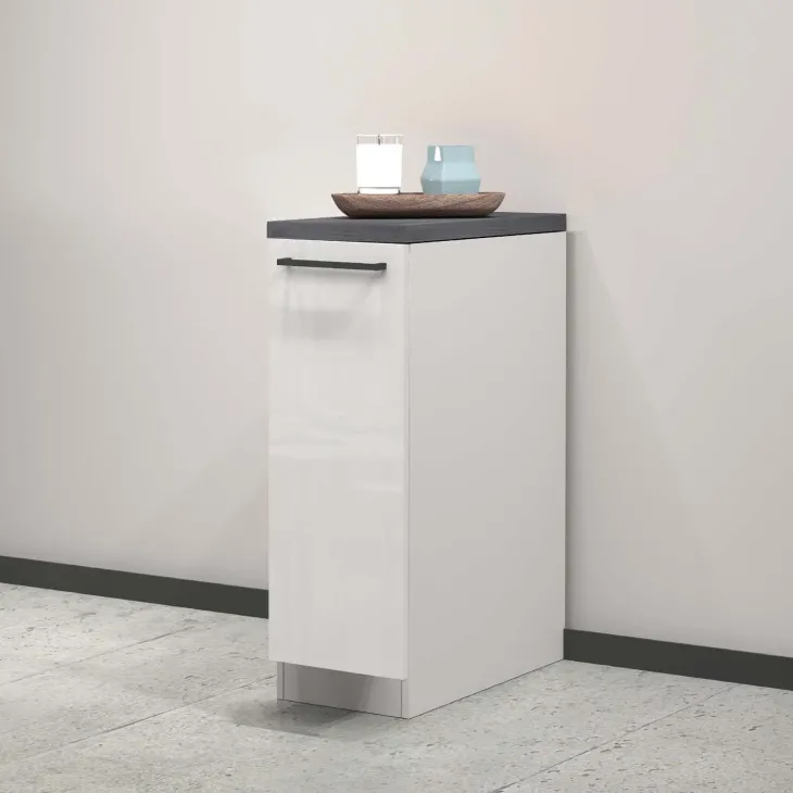 Dispensa cucina bassa 30x85h cm scorrevole bianco grigio pietra Gourmet
