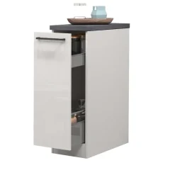 Dispensa cucina bassa 30x85h cm scorrevole bianco grigio pietra Gourmet