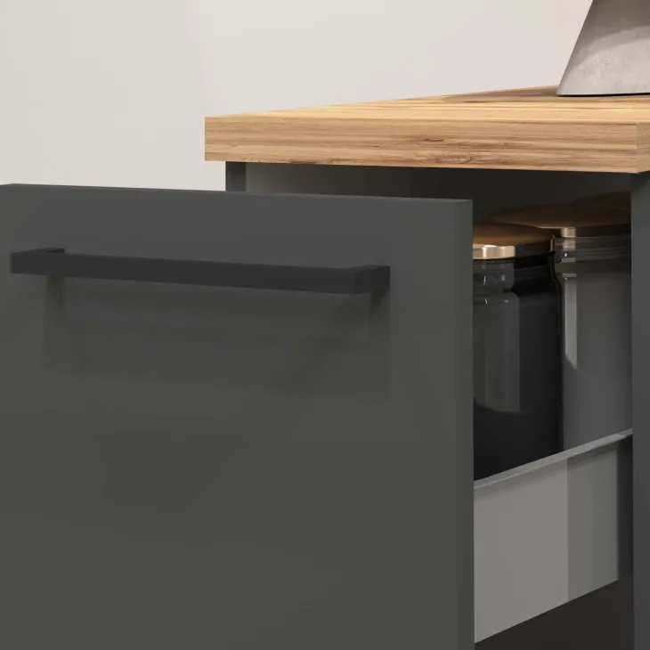 Dispensa cucina bassa 30x85h cm scorrevole antracite rovere Gourmet