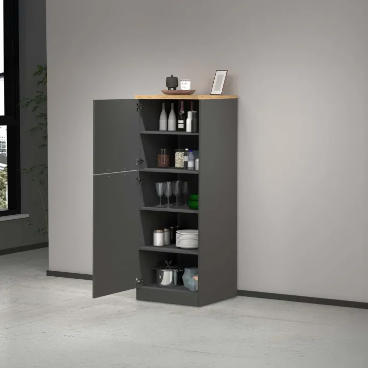 Dispensa cucina 60x165h cm 4 ripiani antracite rovere Gourmet