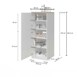 Dispensa cucina 60x165h cm 4 ripiani antracite grigio pietra Gourmet