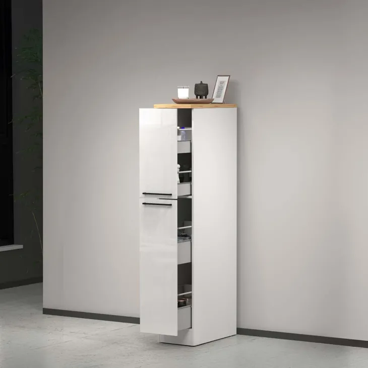 Dispensa cucina 30x165h cm scorrevole bianco rovere Gourmet