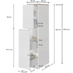 Dispensa cucina 30x165h cm scorrevole antracite rovere Gourmet