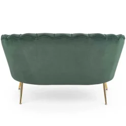 Divanetto 2 posti imbottito 131x77cm in velluto verde gambe oro Gabriella
