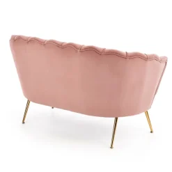 Divanetto 131x77cm 2 posti imbottito in velluto rosa antico gambe in oro Gabriella