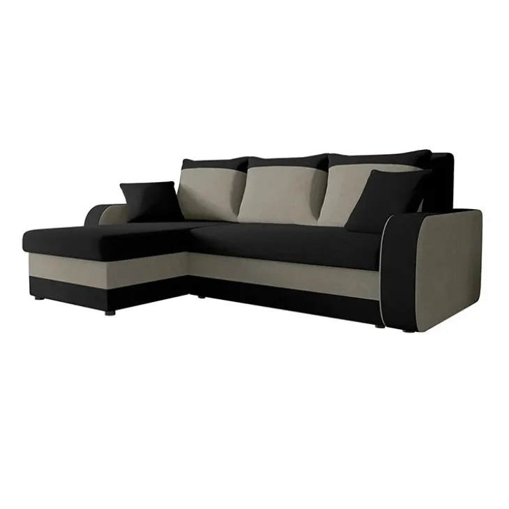 Divano angolare letto reversibile 238x147cm 3 posti grigio nero Flow