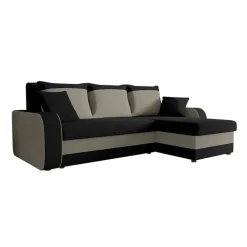 Divano angolare letto reversibile 238x147cm 3 posti grigio nero Flow