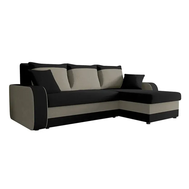 Divano angolare letto reversibile 238x147cm 3 posti grigio nero Flow