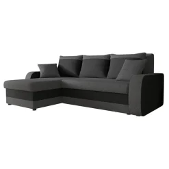 Divano angolare letto reversibile 238x147cm 3 posti grigio scuro nero Flow