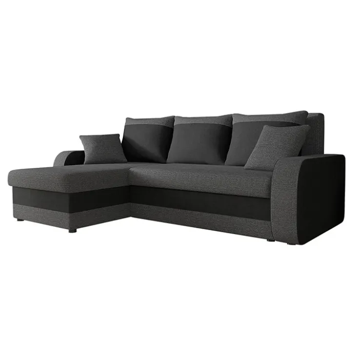 Divano angolare letto reversibile 238x147cm 3 posti grigio scuro nero Flow