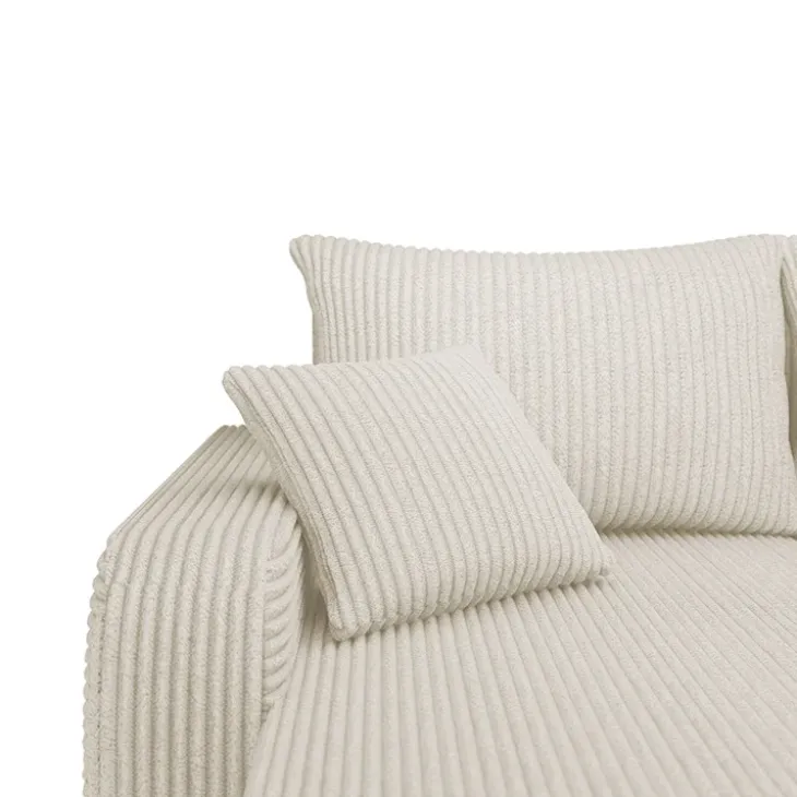 Divano angolare letto reversibile 238x147cm 3 posti velluto a coste beige Flow