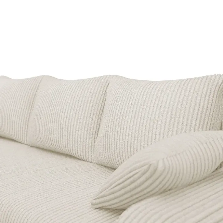 Divano angolare letto reversibile 238x147cm 3 posti velluto a coste beige Flow