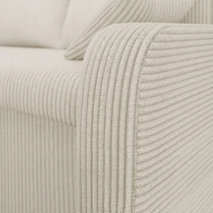 Divano angolare letto reversibile 238x147cm 3 posti velluto a coste beige Flow