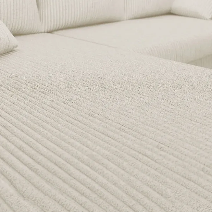 Divano angolare letto reversibile 238x147cm 3 posti velluto a coste beige Flow