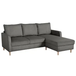 Divano angolare reversibile 198x142cm tessuto a coste grigio Chicca