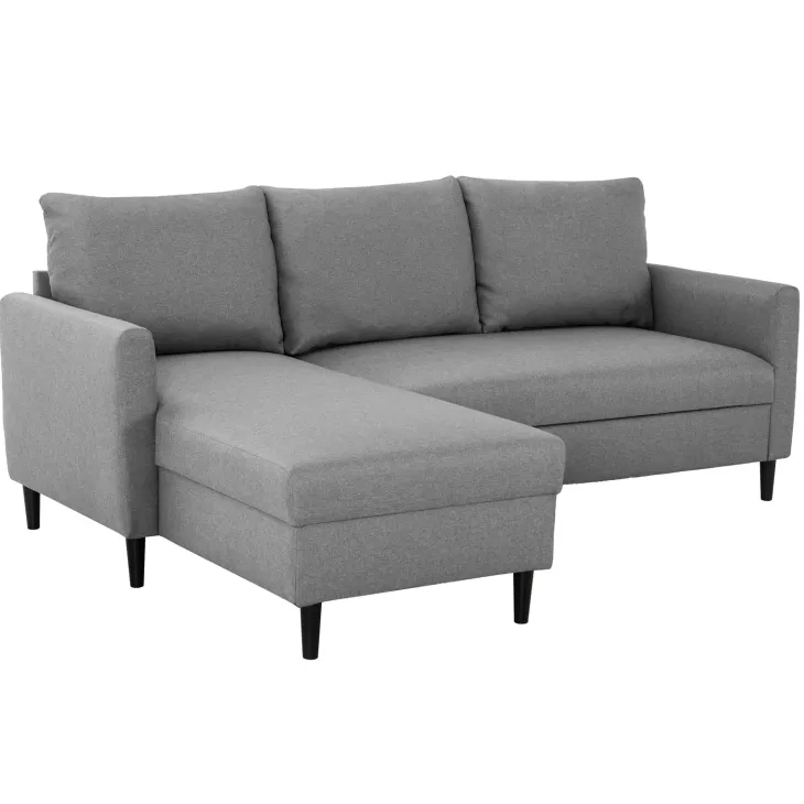 Divano angolare reversibile 198x142cm tessuto grigio Chicca