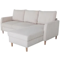 Divano angolare reversibile 198x142cm tessuto a coste bianco perla Chicca