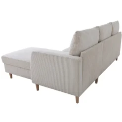 Divano angolare reversibile 198x142cm tessuto a coste bianco perla Chicca