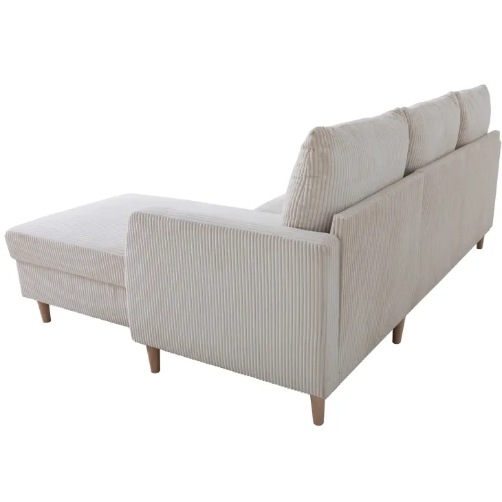 Divano angolare reversibile 198x142cm tessuto a coste bianco perla Chicca