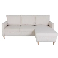 Divano angolare reversibile 198x142cm tessuto a coste bianco perla Chicca