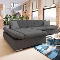 Divano con angolo a sinistra 4 posti 278x161cm grigio Artemio