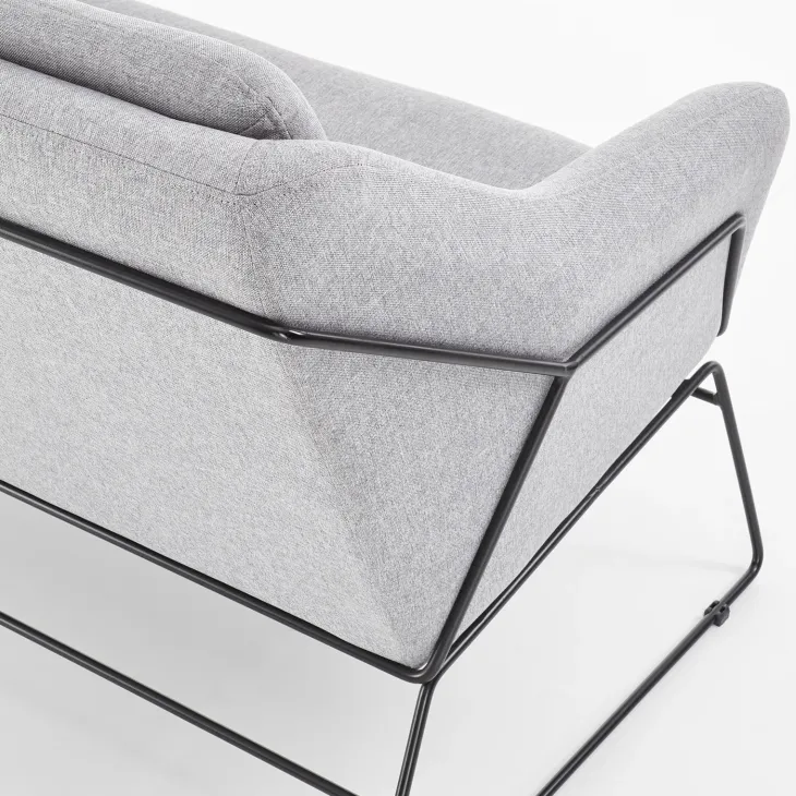 Divano imbottito moderno 125x83cm grigio nero Erminia 2