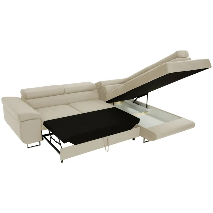Divano letto angolare destra imbottito 274x203cm beige Bormio
