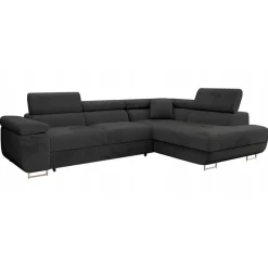 Divano letto angolare destra imbottito 274x203cm nero Bormio