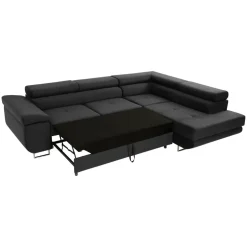Divano letto angolare destra imbottito 274x203cm nero Bormio
