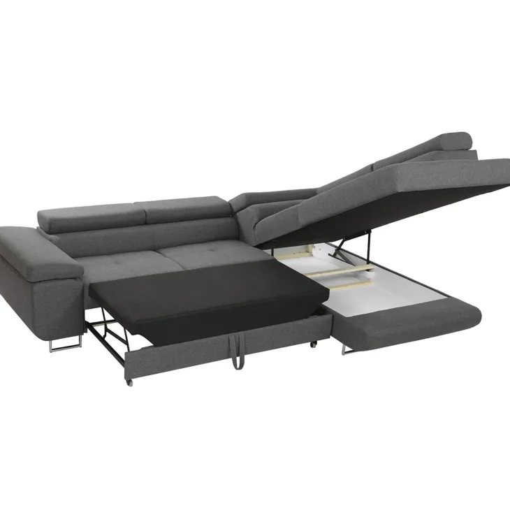 Divano letto angolare destra imbottito 274x203cm grigio Bormio