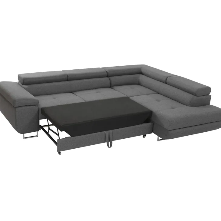 Divano letto angolare destra imbottito 274x203cm grigio Bormio