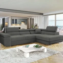 Divano letto angolare destra imbottito 274x203cm grigio Bormio