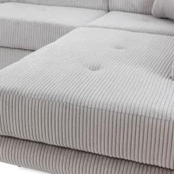 Divano letto angolare destra imbottito 274x203cm velluto a coste grigio Bormio