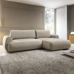 Divano letto angolare destra 3 posti 270x167cm tessuto beige Cloudify