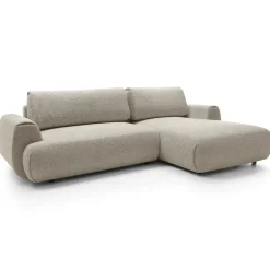 Divano letto angolare destra 3 posti 270x167cm tessuto beige Cloudify