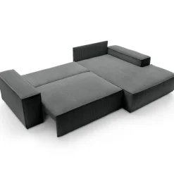 Divano letto angolare destra 3 posti 267x167cm velluto a coste antracite Relaxion