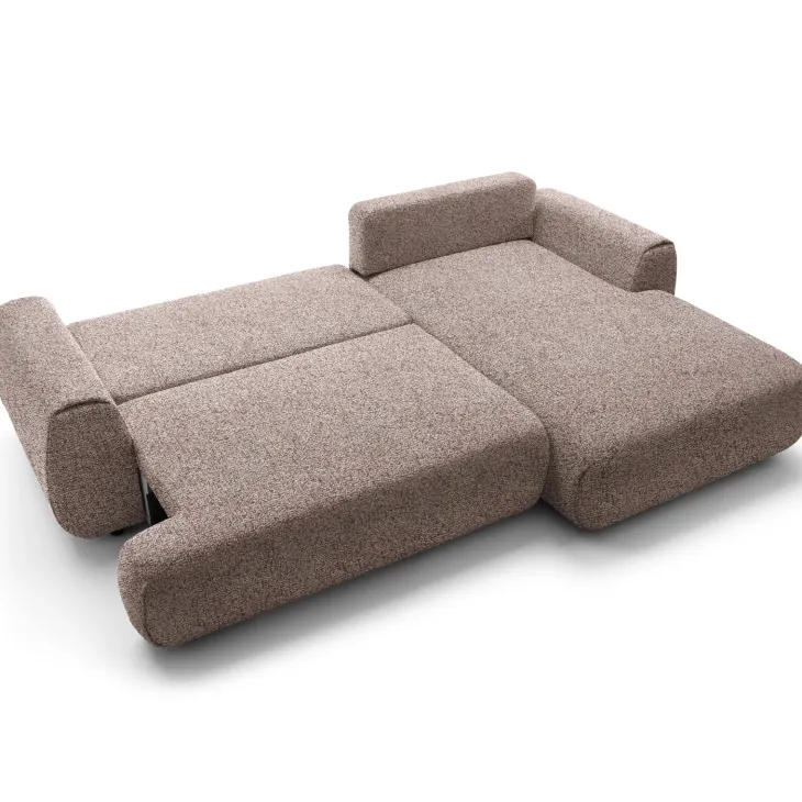 Divano letto angolare destra 3 posti 270x167cm tessuto rosa Cloudify